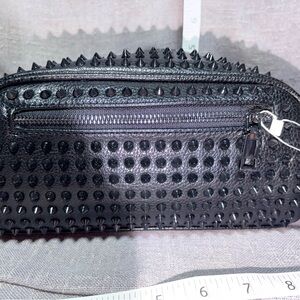 Sexy Black Studded Zip Pouch